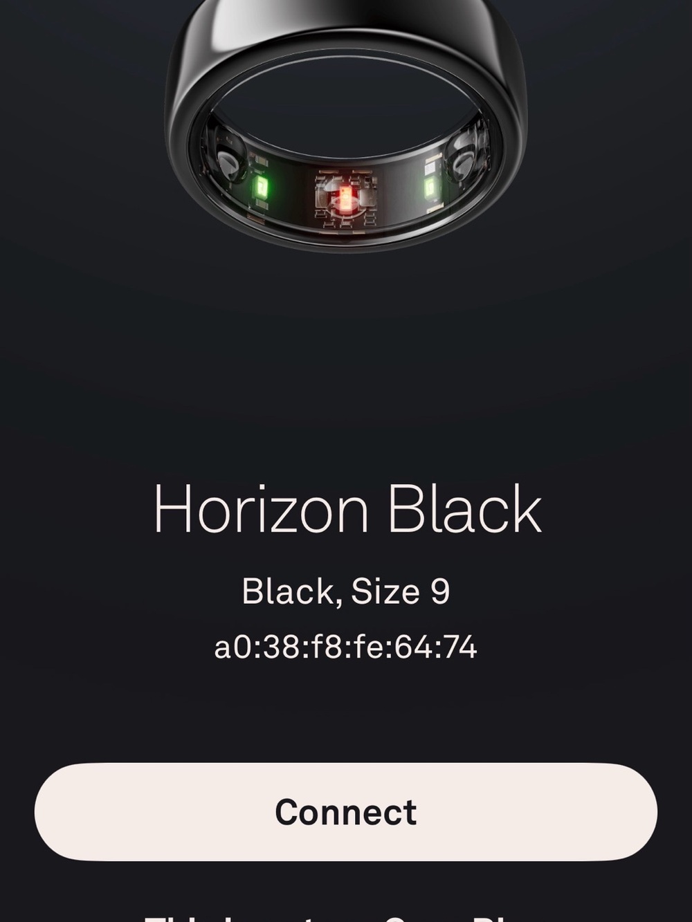 Oura Horizon Black Smart Ring with Red & Green Sensors